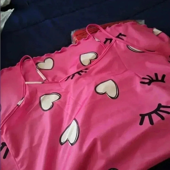 Women's Heart & Eyelash Print Sleep Dress - Size 6 - Picture 3 of 5